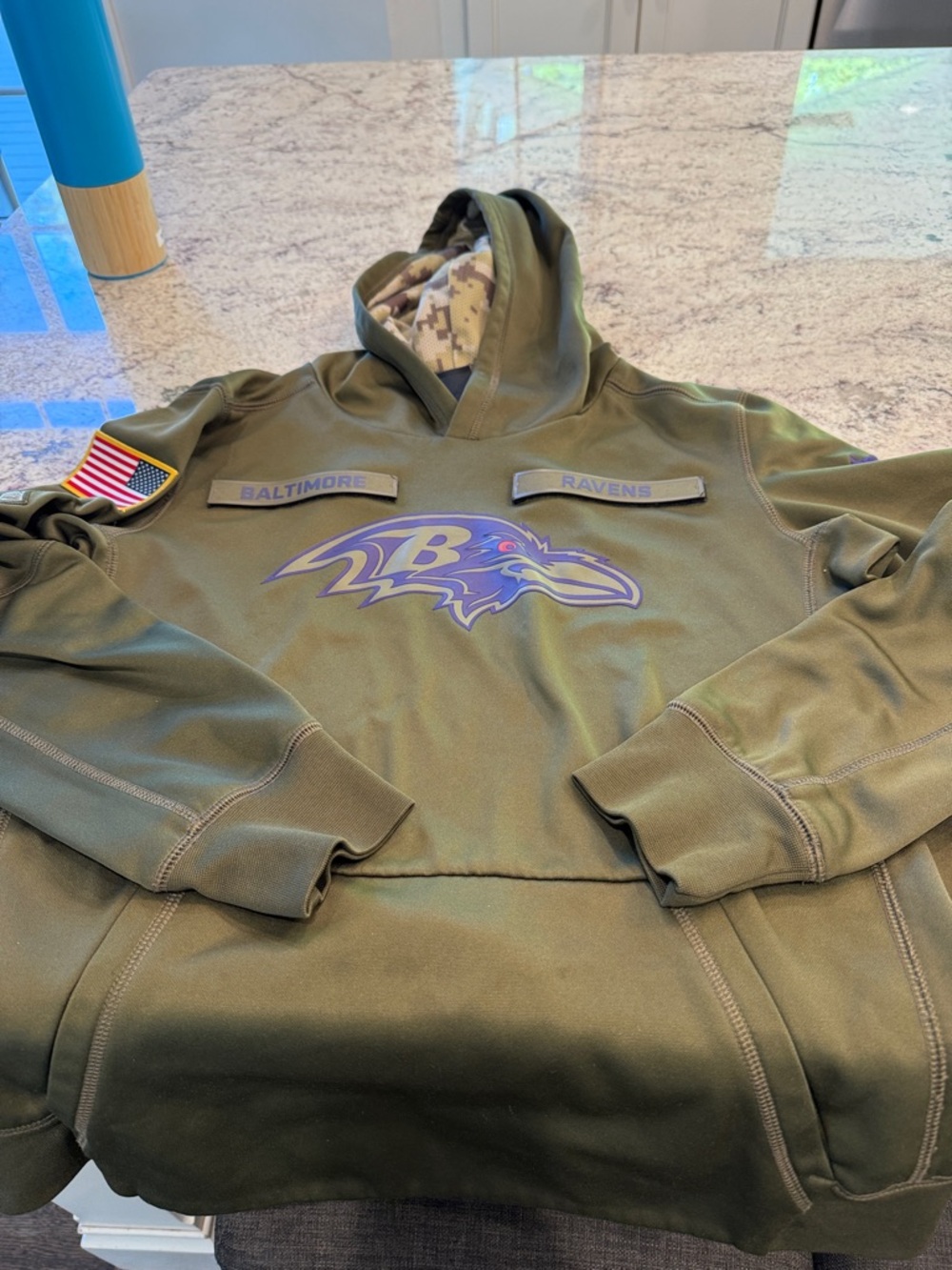 Nike Kids Baltimore Ravens Olive Green Pullover Hoodie
